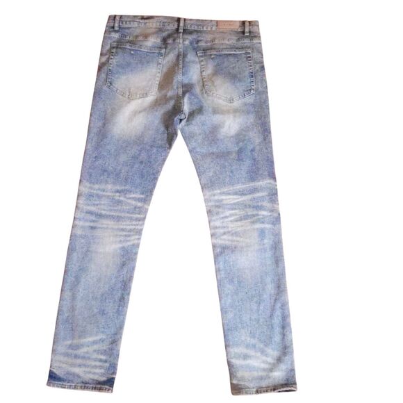 Mnml Jeans Mens 40x33 Blue Acid Wash Jeans Stretch Denim Straight Leg - Picture 2 of 5